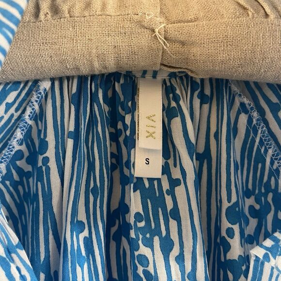 Vix by Paula Hermanny Women's Sz S Swim Cover-up Blue Drawstring Pockets Button - Picture 9 of 13